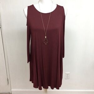 RL Maroon Cold Shoulder Long sleeves Tunic Size M